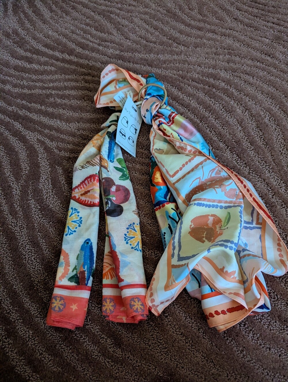 Anthropologie Silk-Feel Multicolor Printed Scarf Tie - Women Accessories (2)